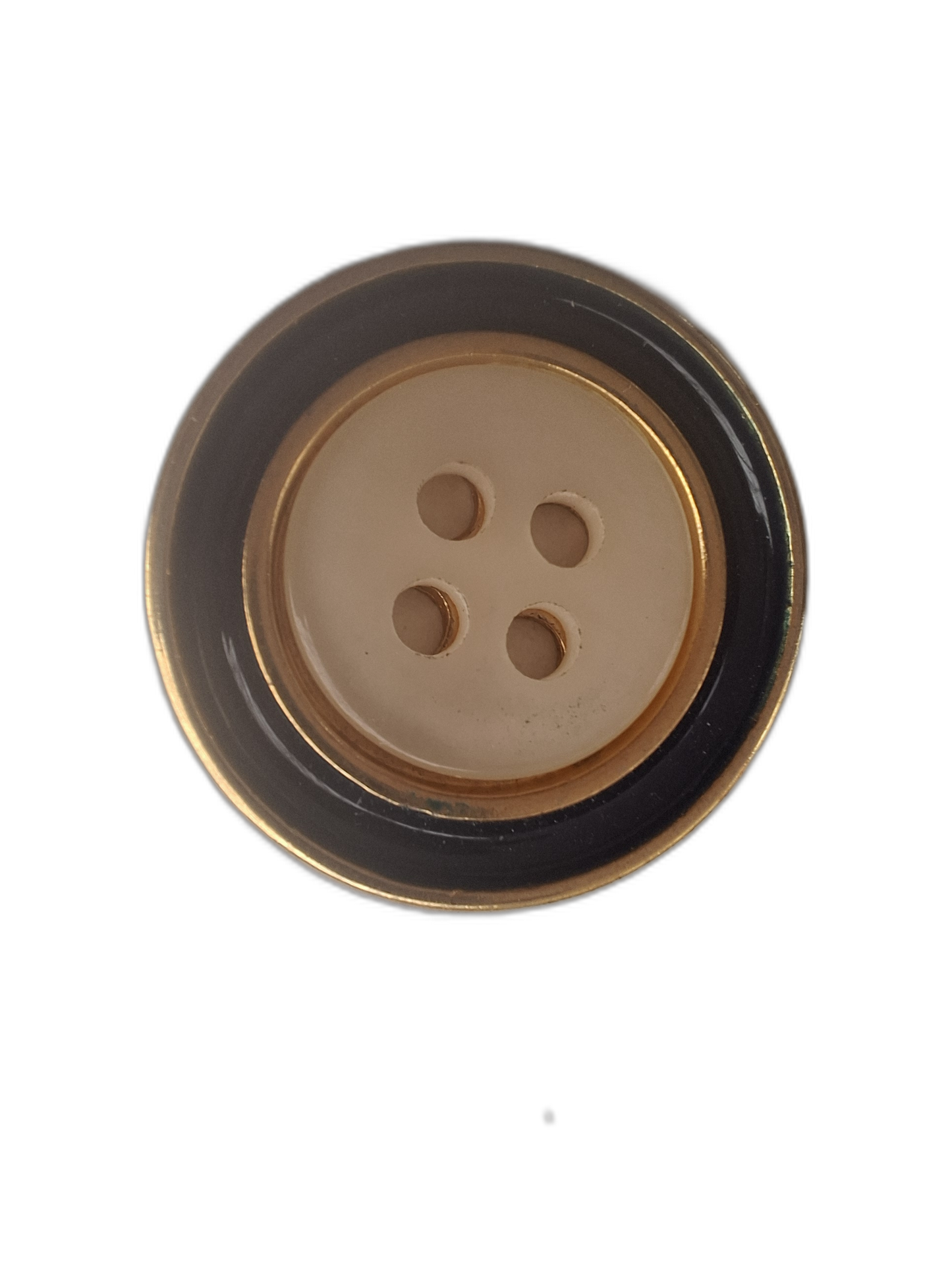 Beige Black and Gold-Colored Button