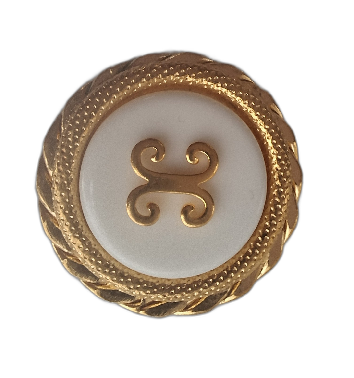 Exclusive Gold and White Glossy Button
