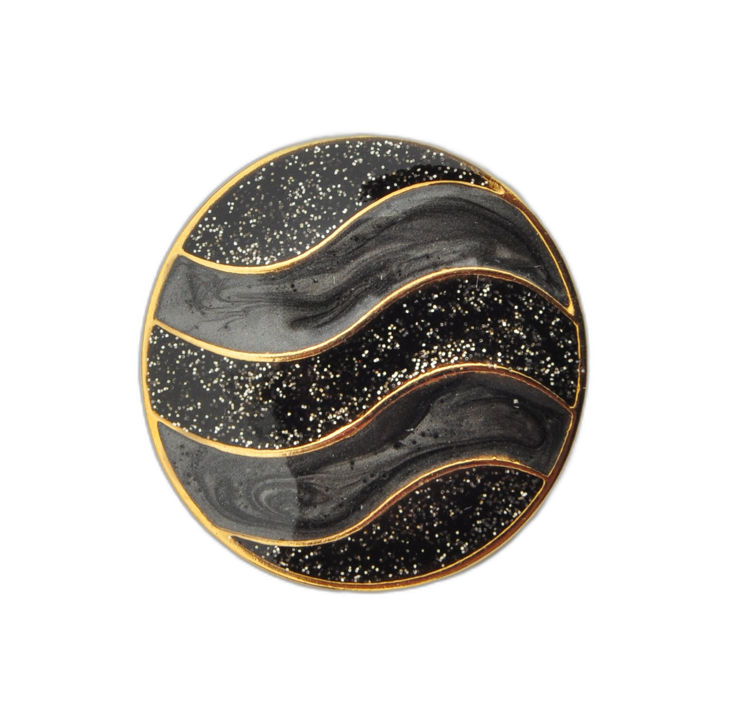Exclusive Glossy Black and Gold Metal Button