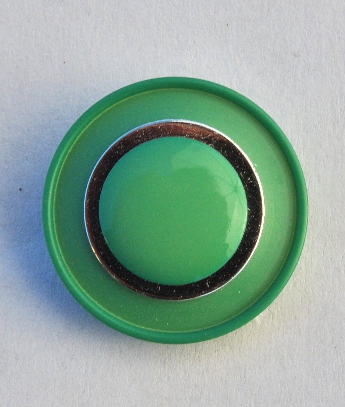 Green and Silver Glossy Button for Clothing