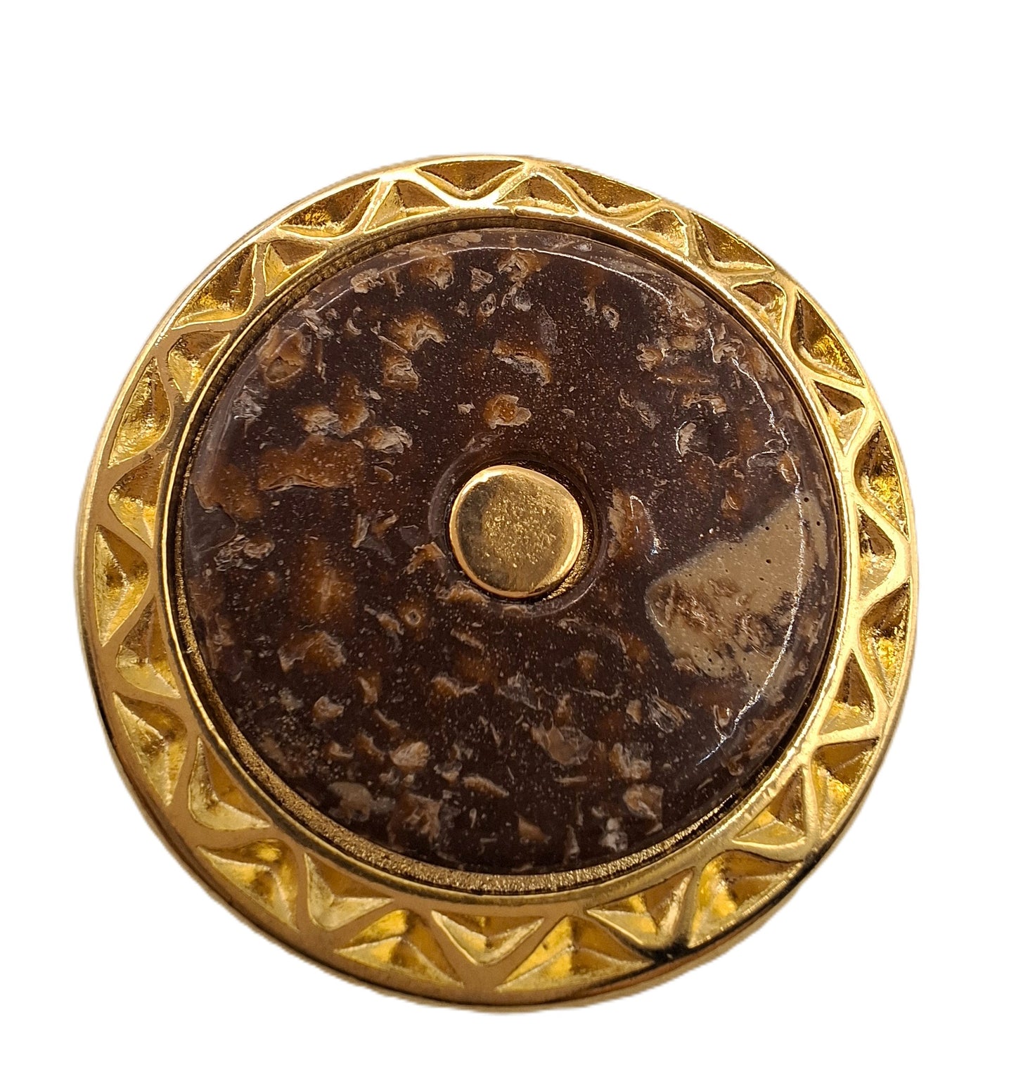 Elegant Glossy Gold and Brown Button