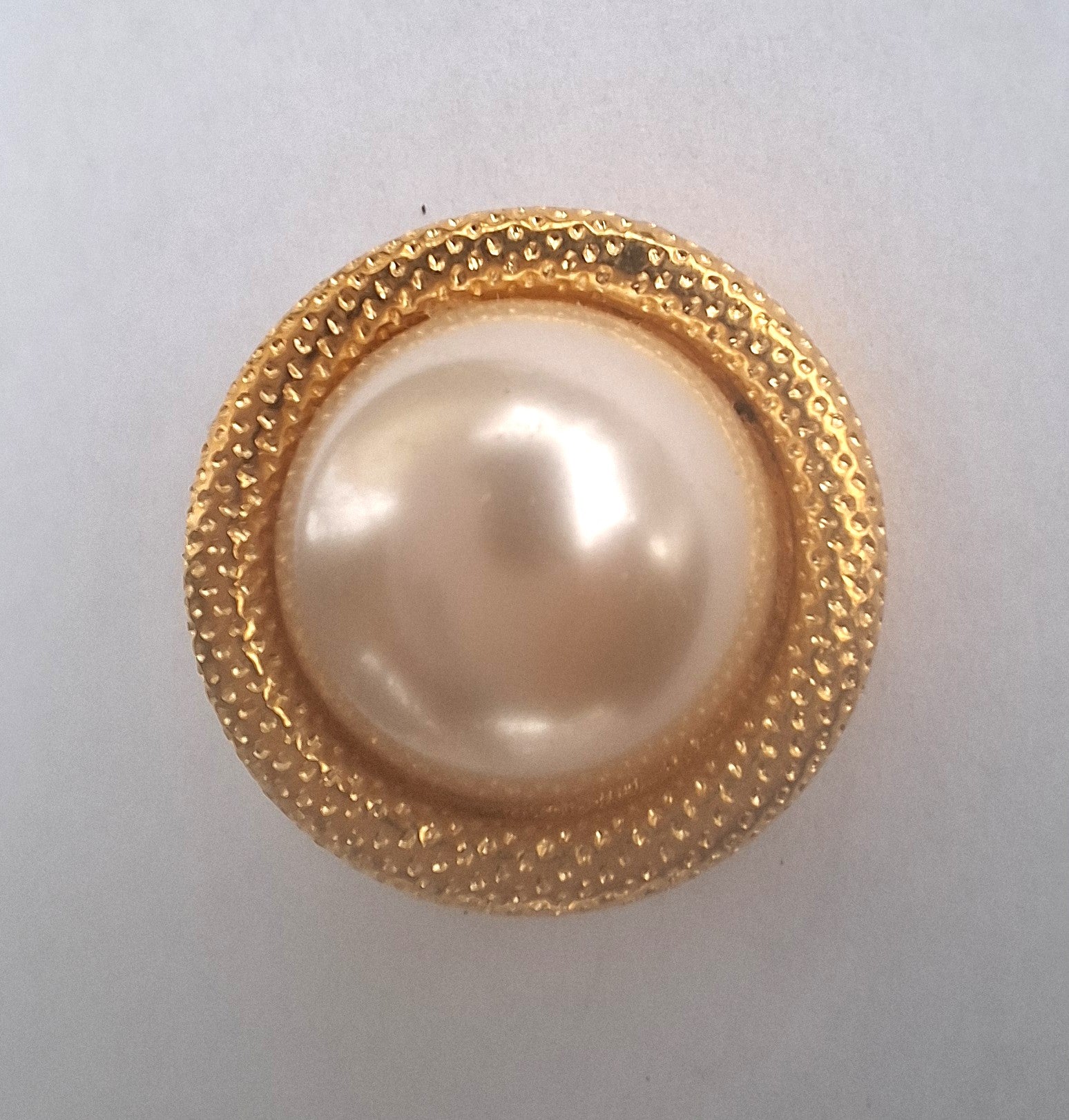 Gold and White Glossy Button