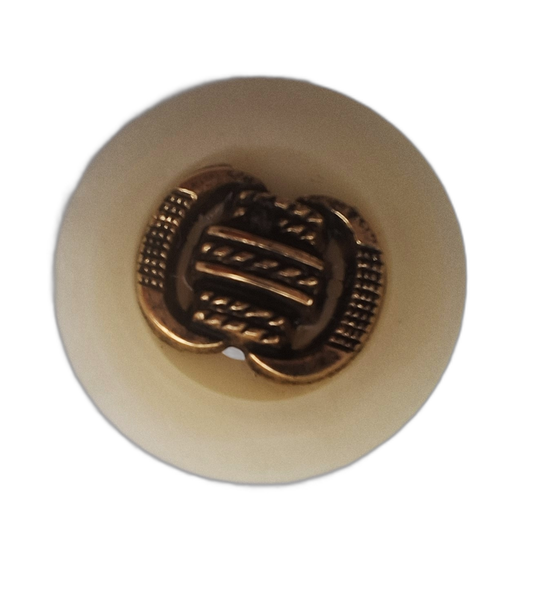 Glossy White and Bronze Button