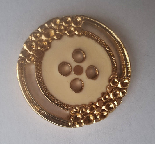 Gold and White Glossy Button