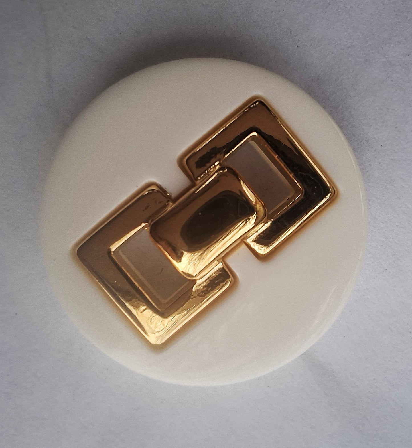 Elegant White and Gold Glossy Button