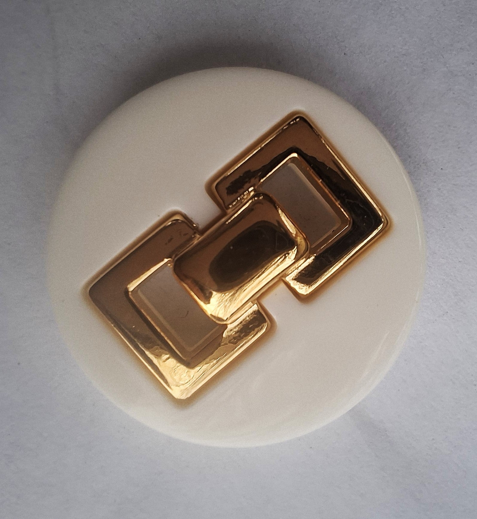 Elegant White and Gold Glossy Button