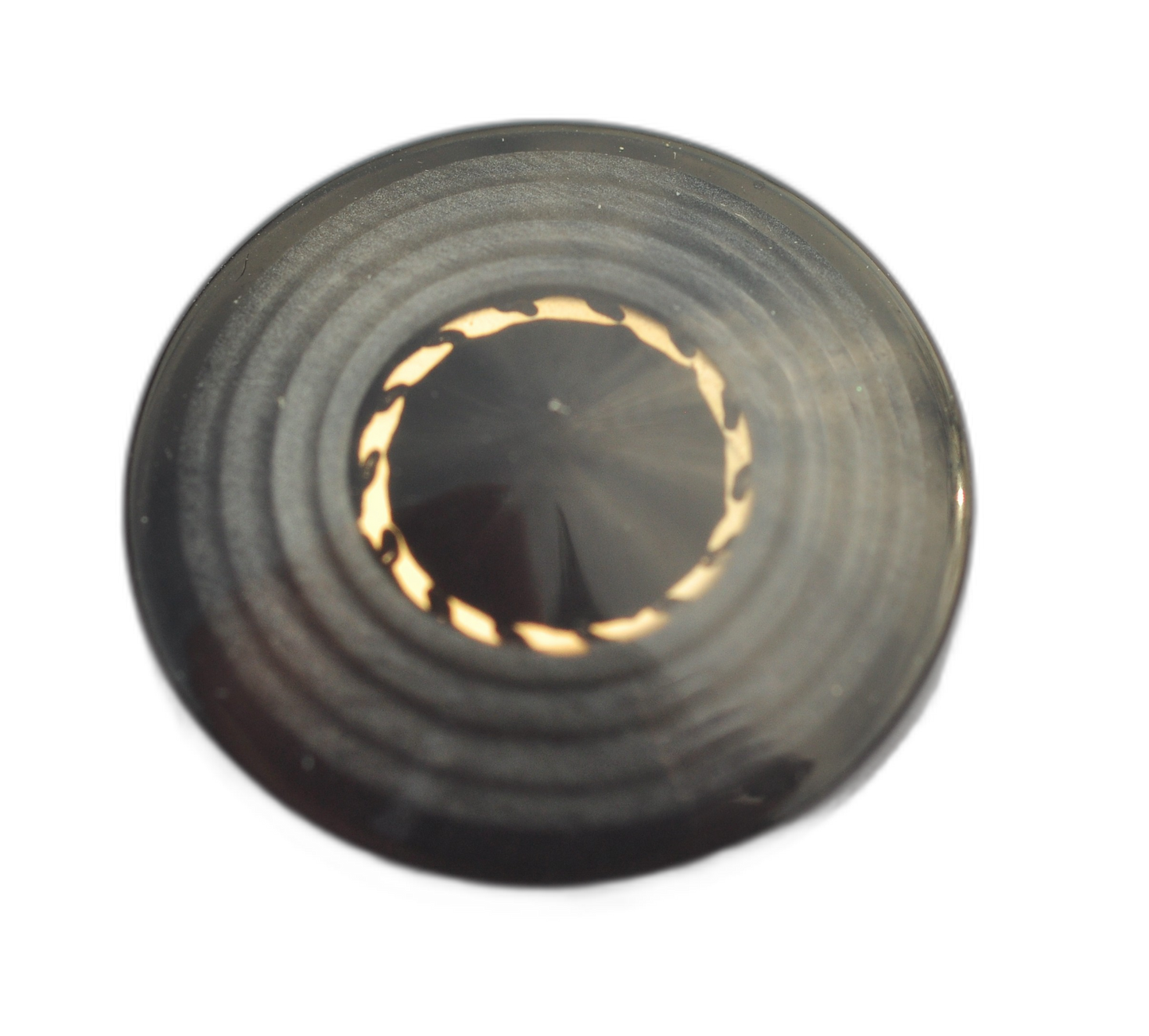 Elegant Glossy Black Button with Golden Ring