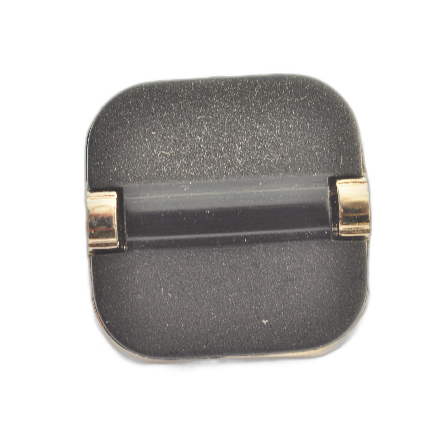 Square Black Button with Gold Accents