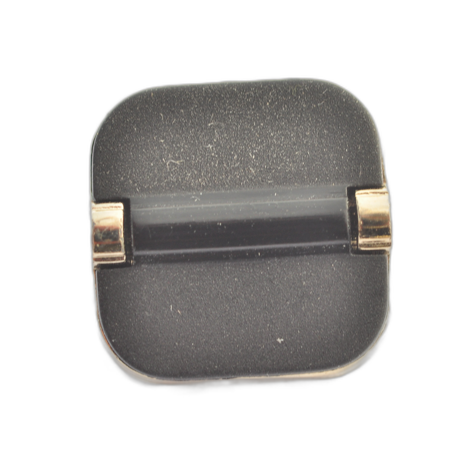 Square Black Button with Gold Accents