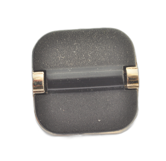 Square Black Button with Gold Accents