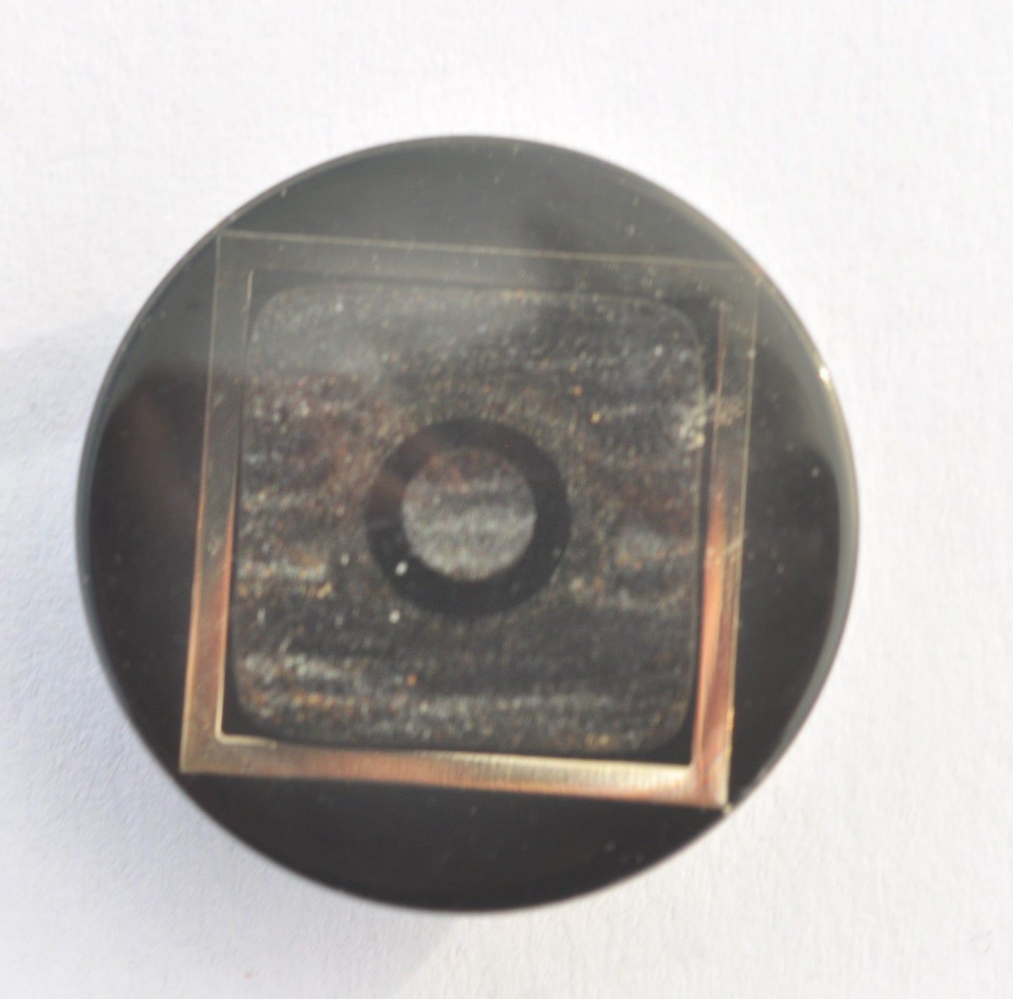 Black Button with Silver Square Accent