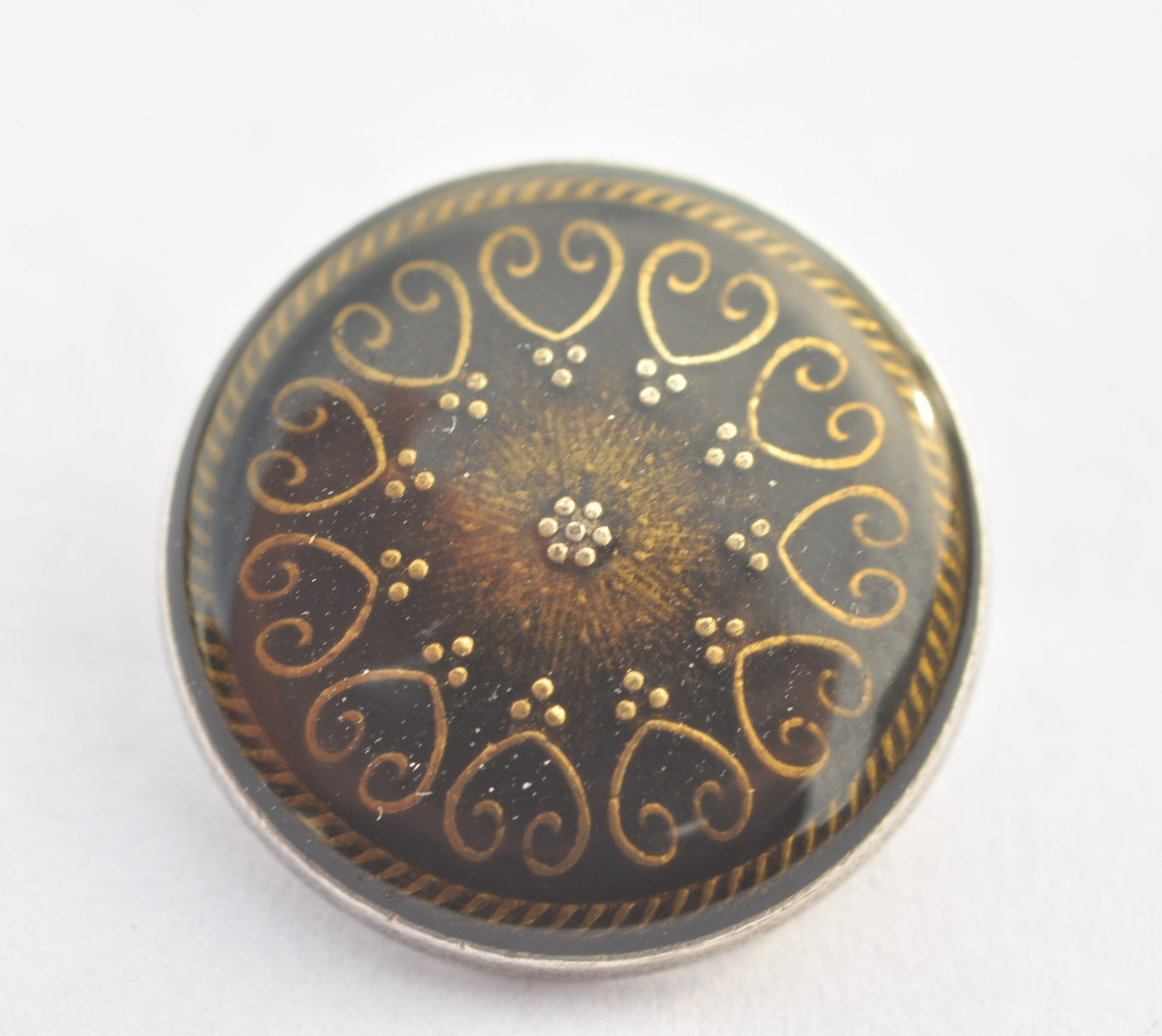 Glossy Metal Button in Black and Bronze