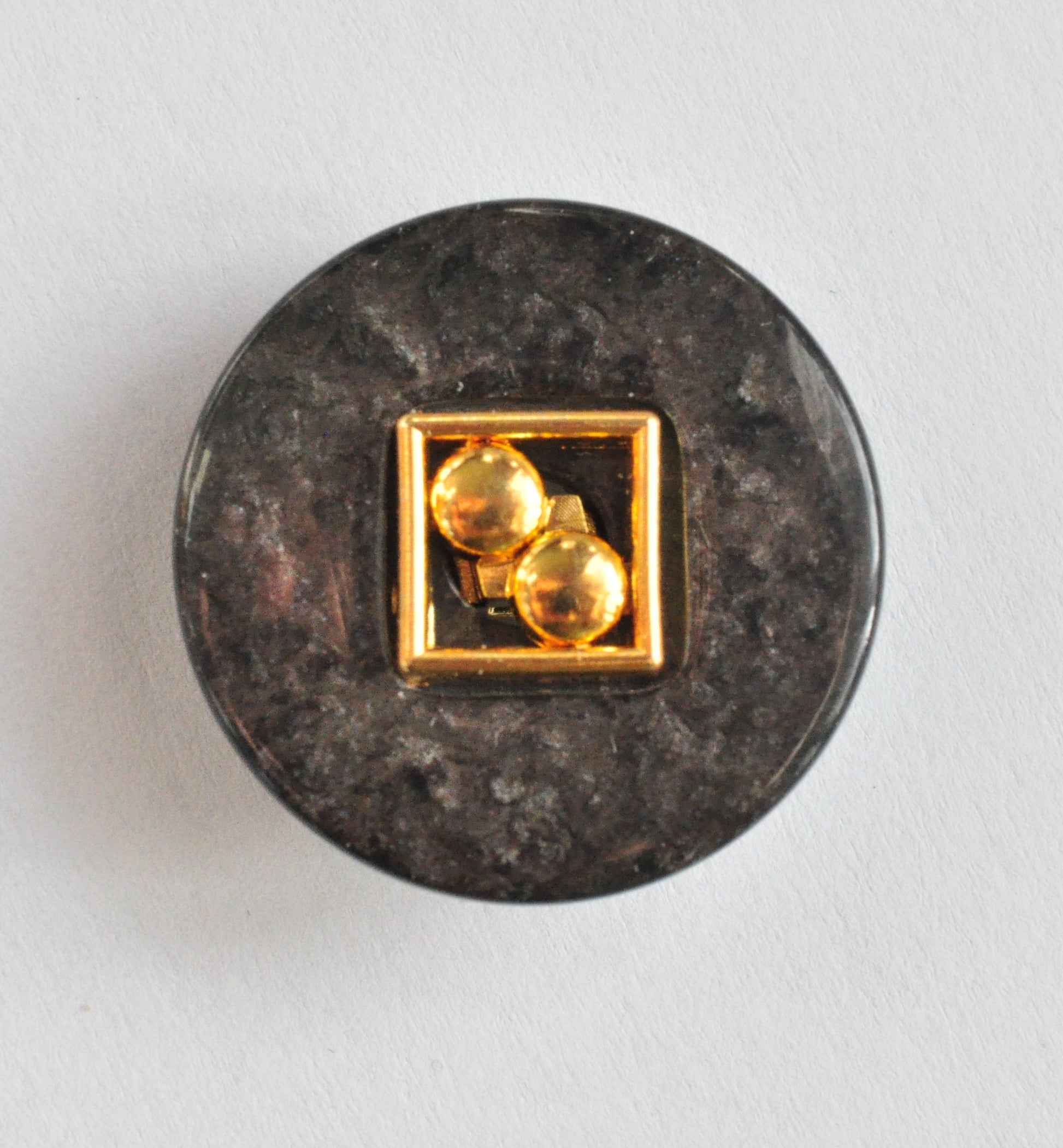 Exclusive Glossy Button in Black, Gold, and Gray