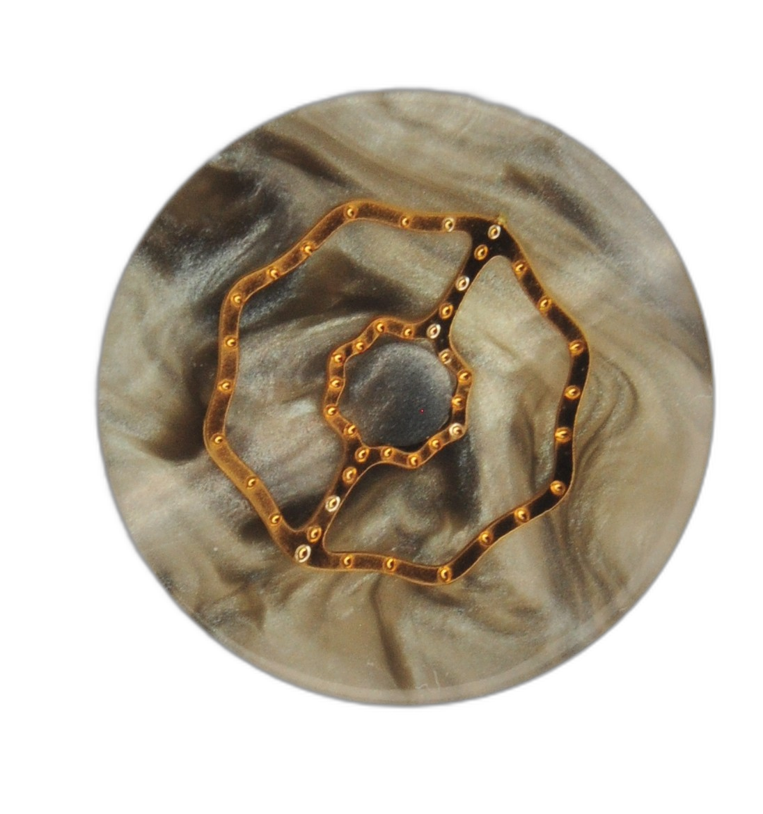 Exclusive Glossy Button in Gold, Gray, and Beige