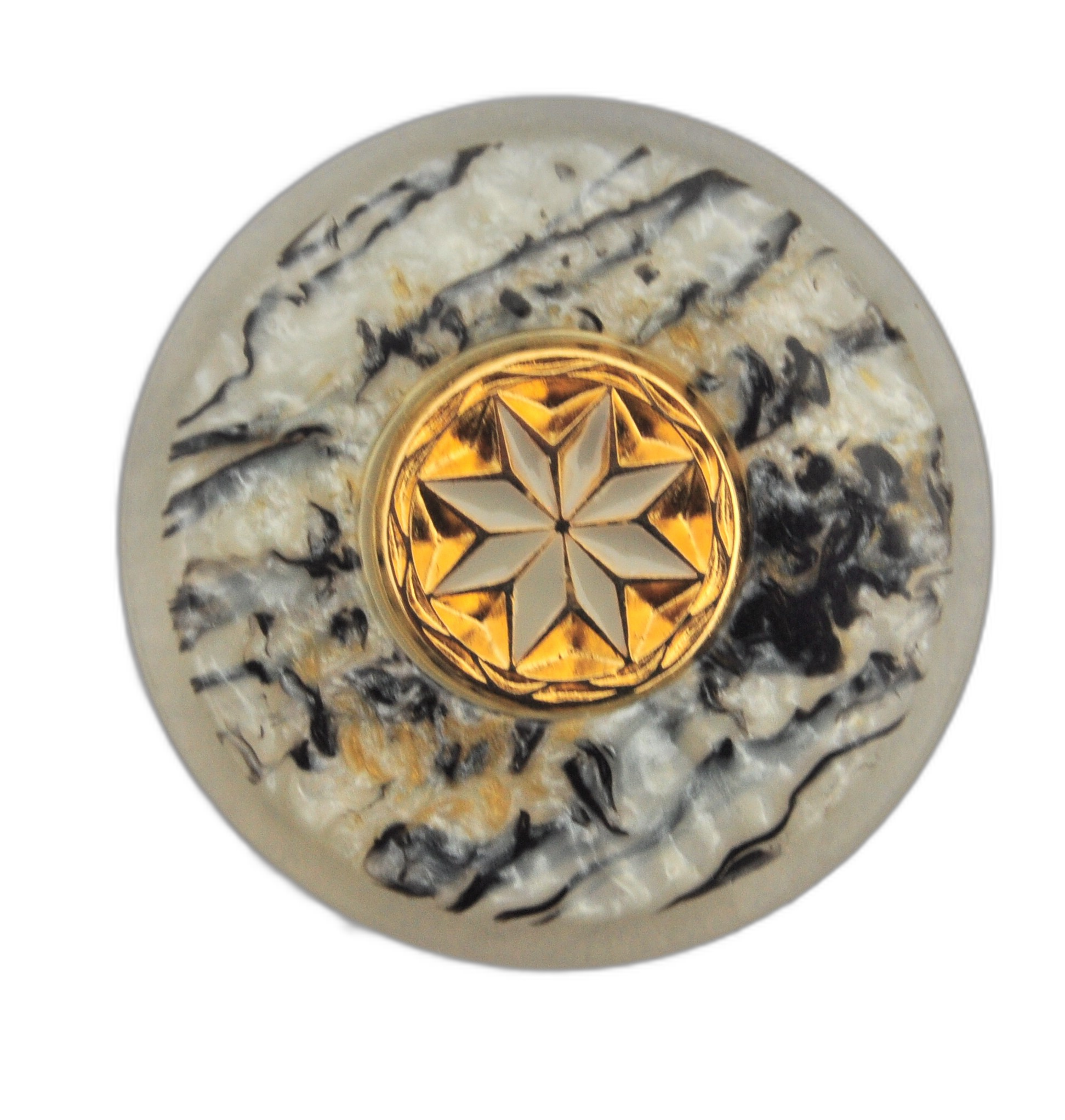 Elegant Glossy Button in Gold, Gray, and Black