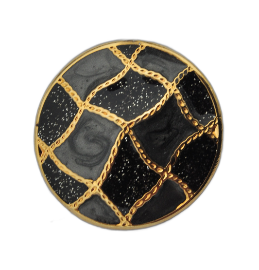 Exclusive Glossy Metal Button in Black and Gold