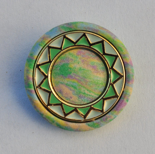 Multicolor Textured Button with Gold Accents