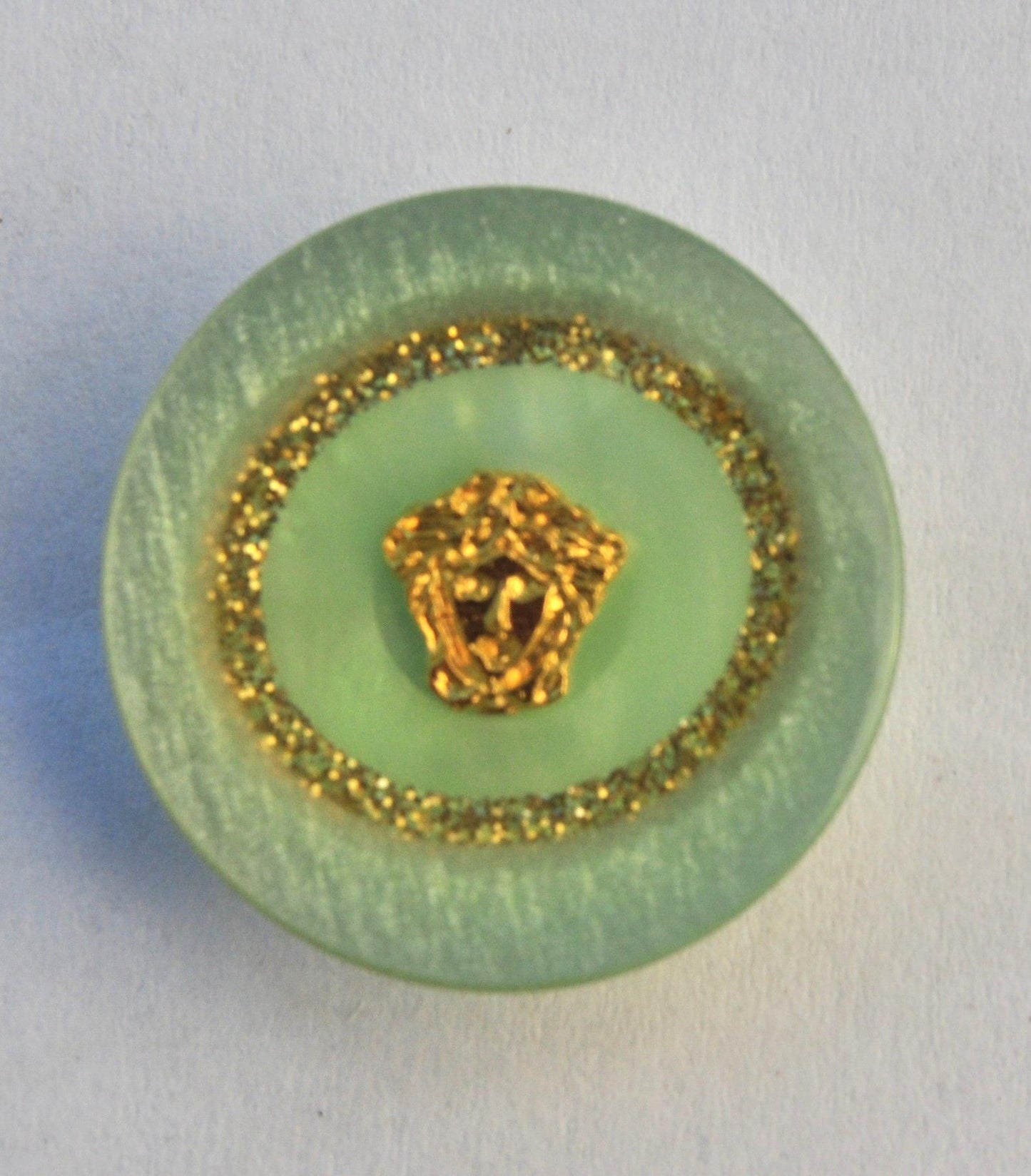Exclusive Glossy Green and Gold Button