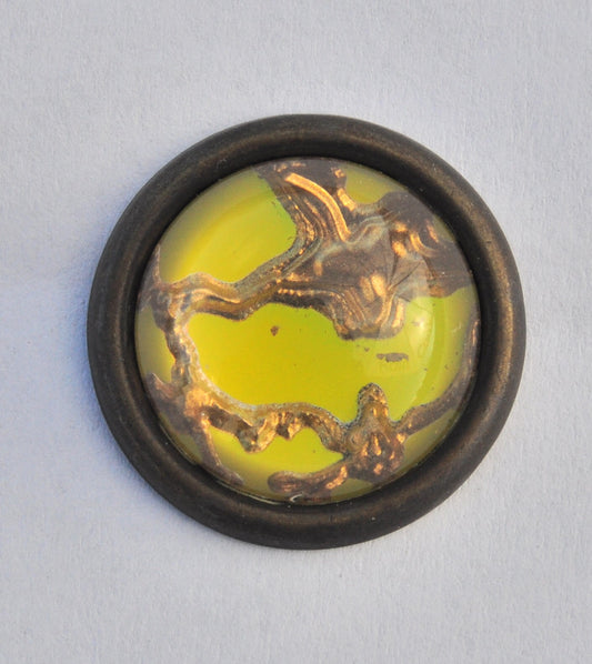 Exclusive Glossy Green and Bronze Button