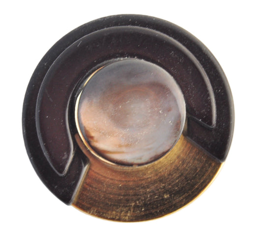 Round Button with Mother-of-Pearl Center – Brown and Gold