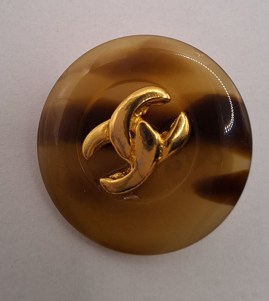Exclusive Glossy Brown and Gold Button
