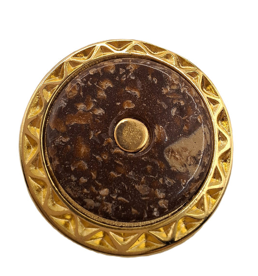 Elegant Glossy Gold and Brown Button