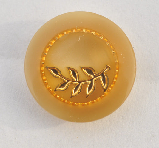  Glossy Beige Button with Gold Leaf Design