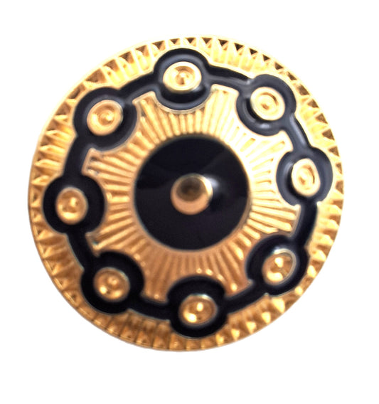 Elegant Black and Gold Glossy Button for Clothing