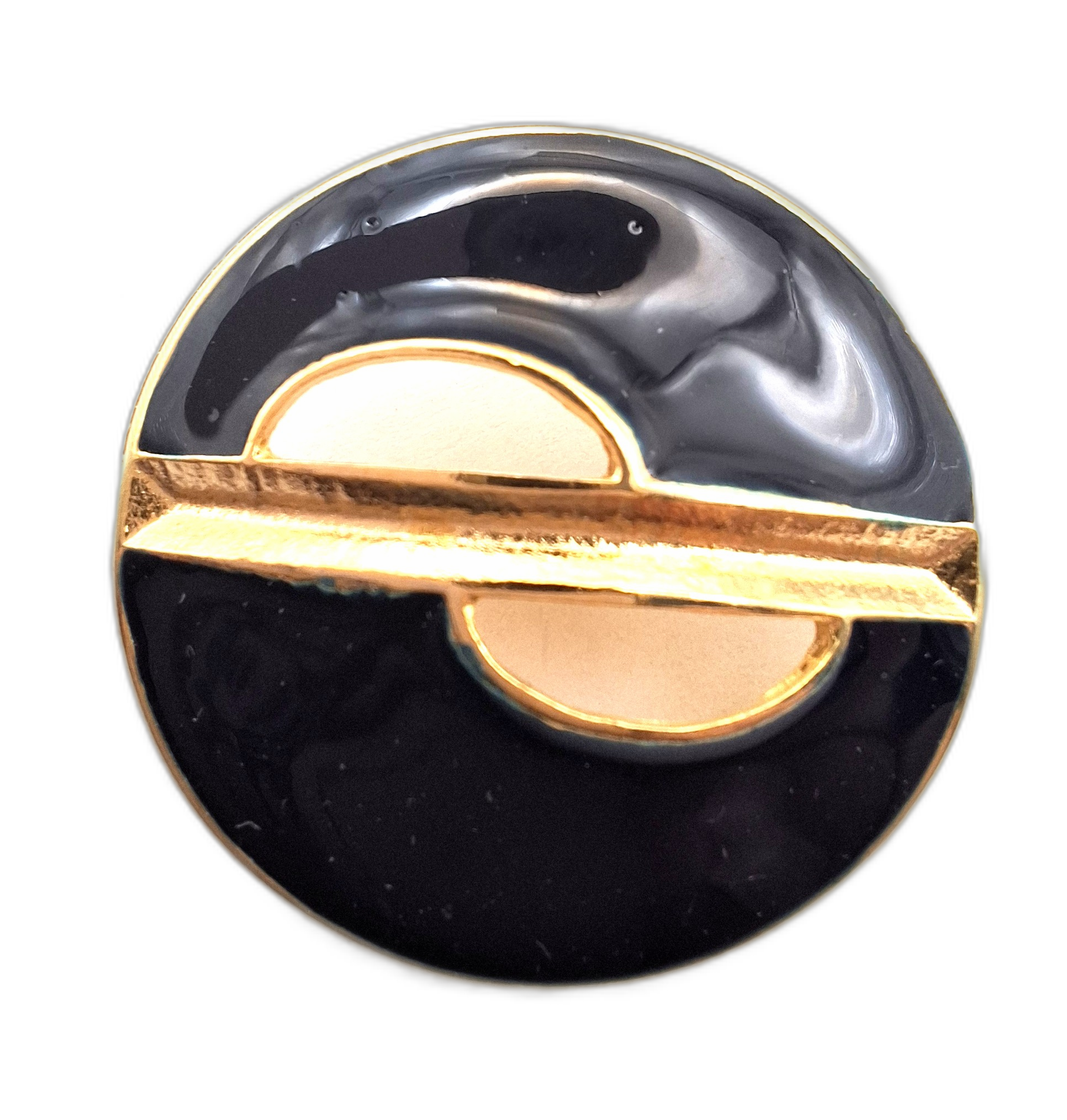 Elegant Black and Gold Glossy Button