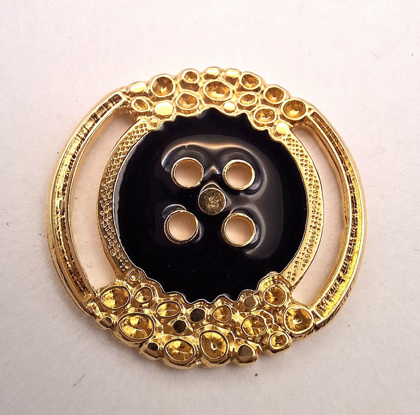 Elegant Glossy Black and Gold Button