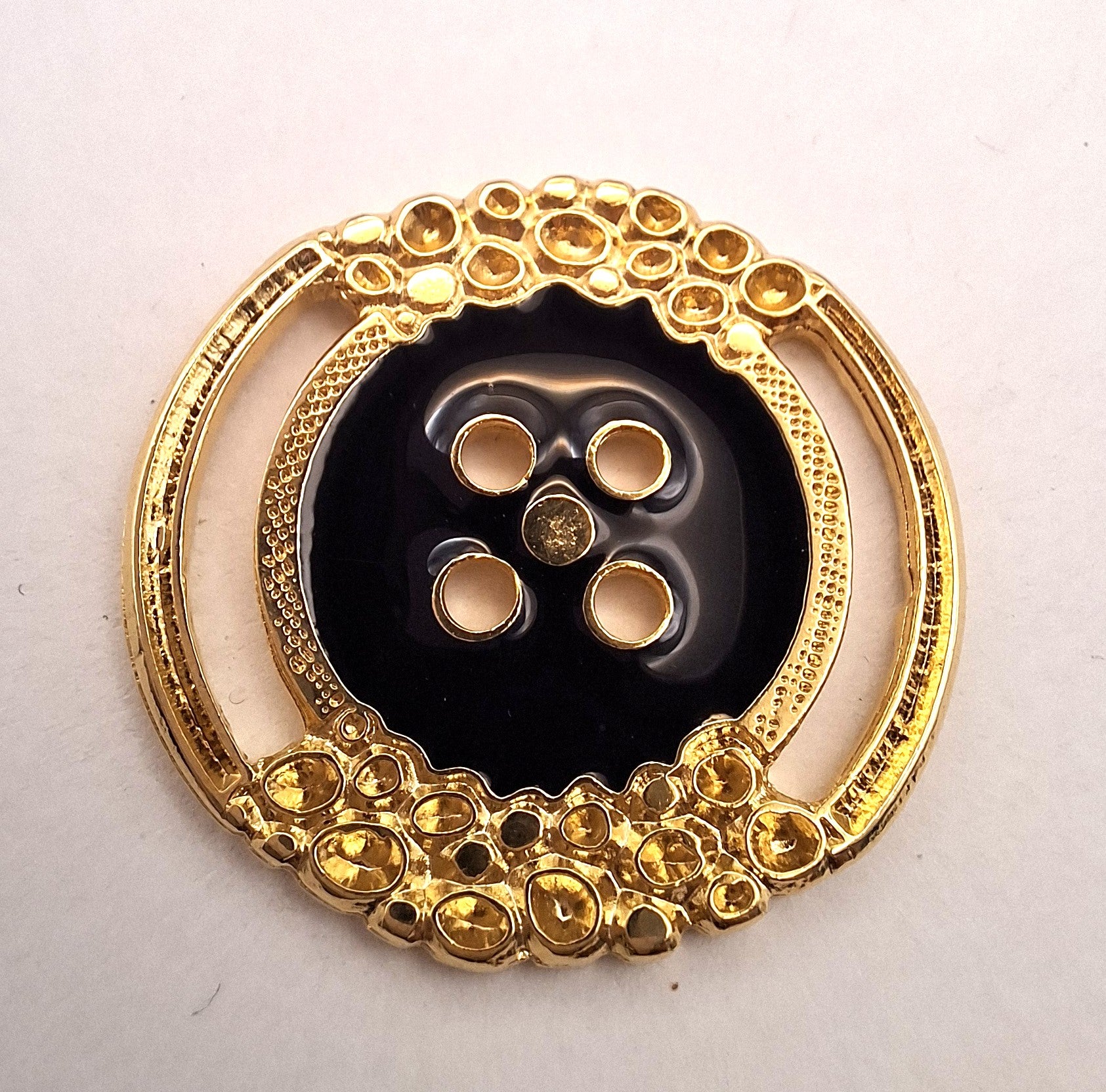 Elegant Glossy Black and Gold Button